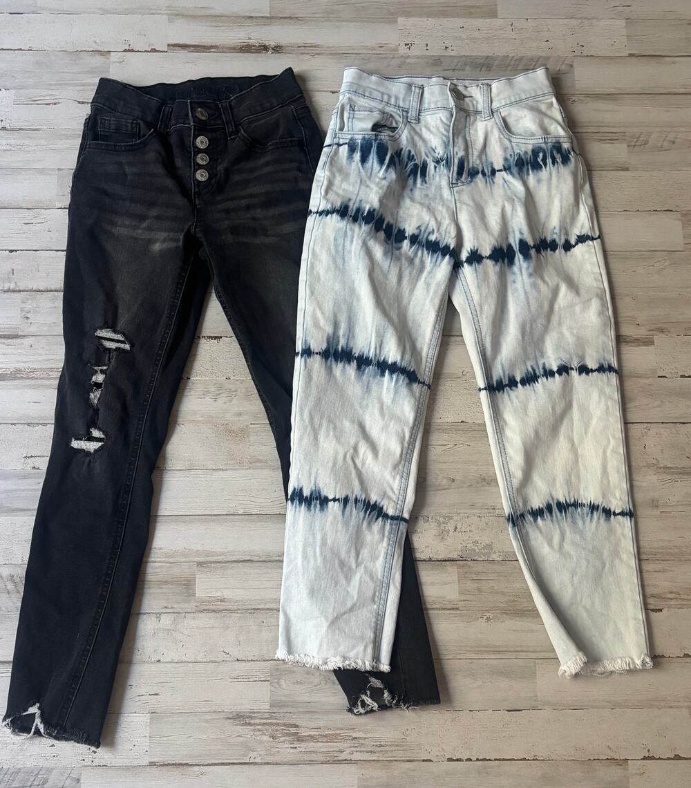 Two Pairs of Justice Jeans Mini Mom and High Rise Jegging sz 10